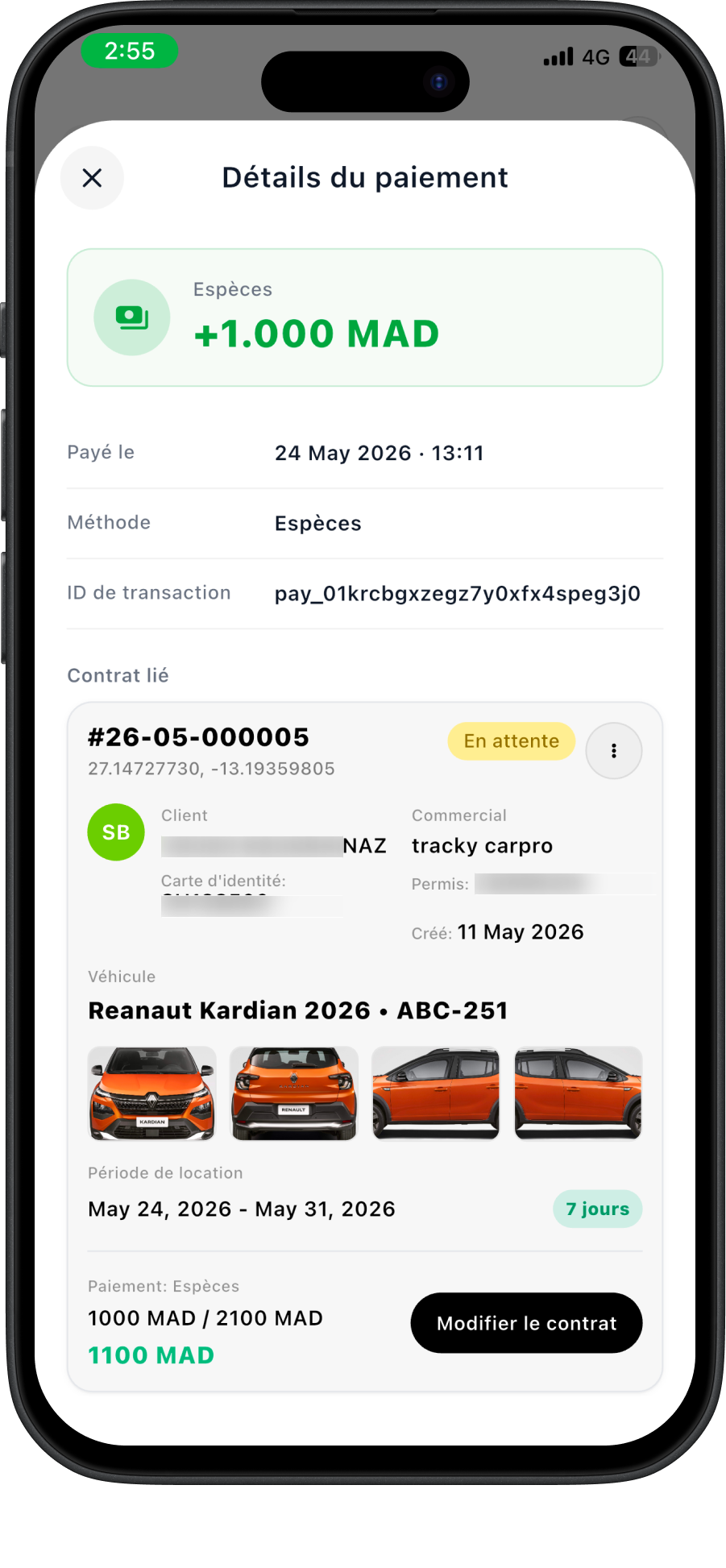 Détails du paiement